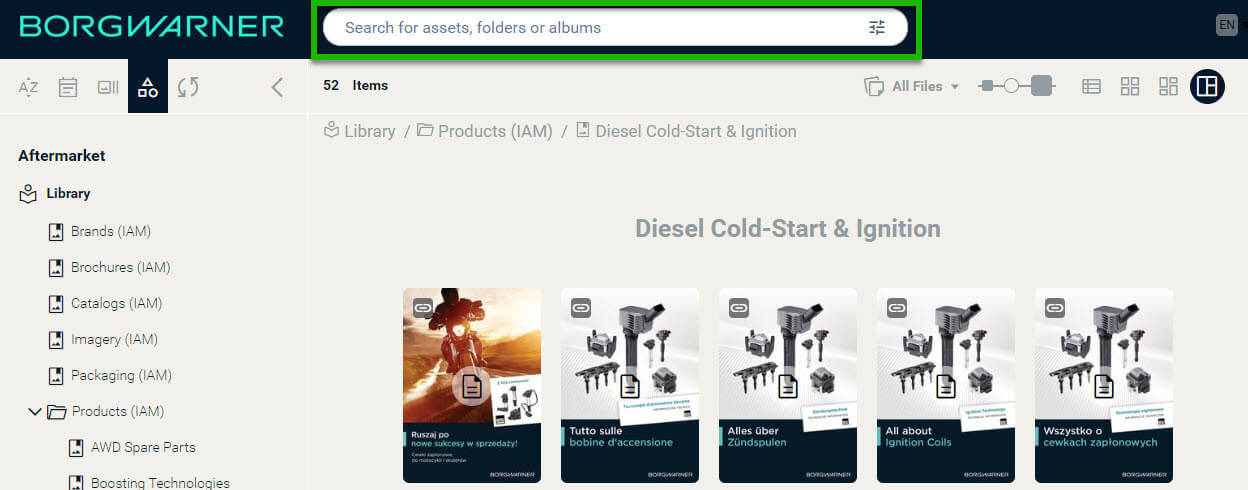 Screenshot of Aftermarket Download Center highlighting the search field