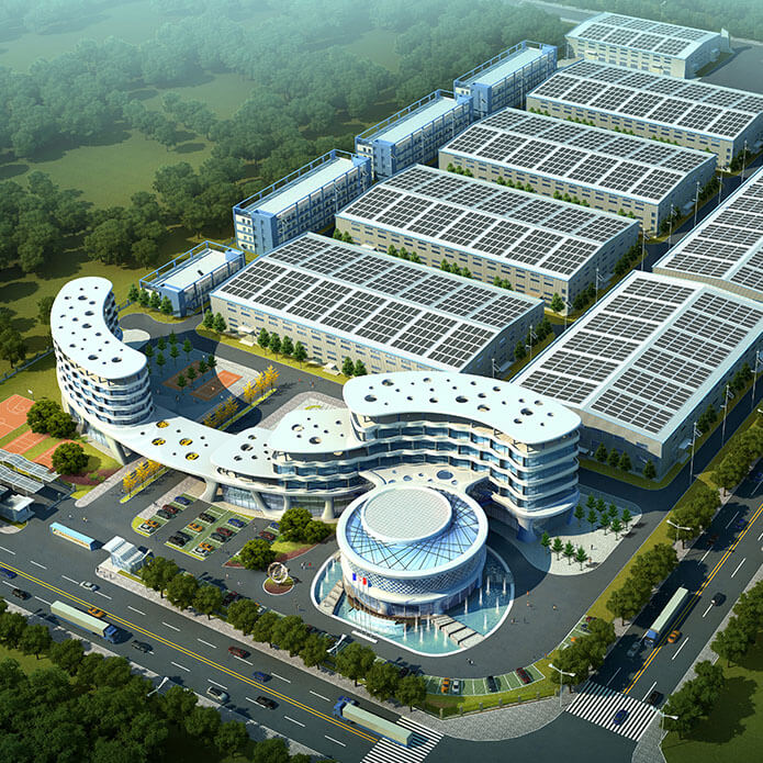 Exterior airial view of BorgWarner location in Hubei, China