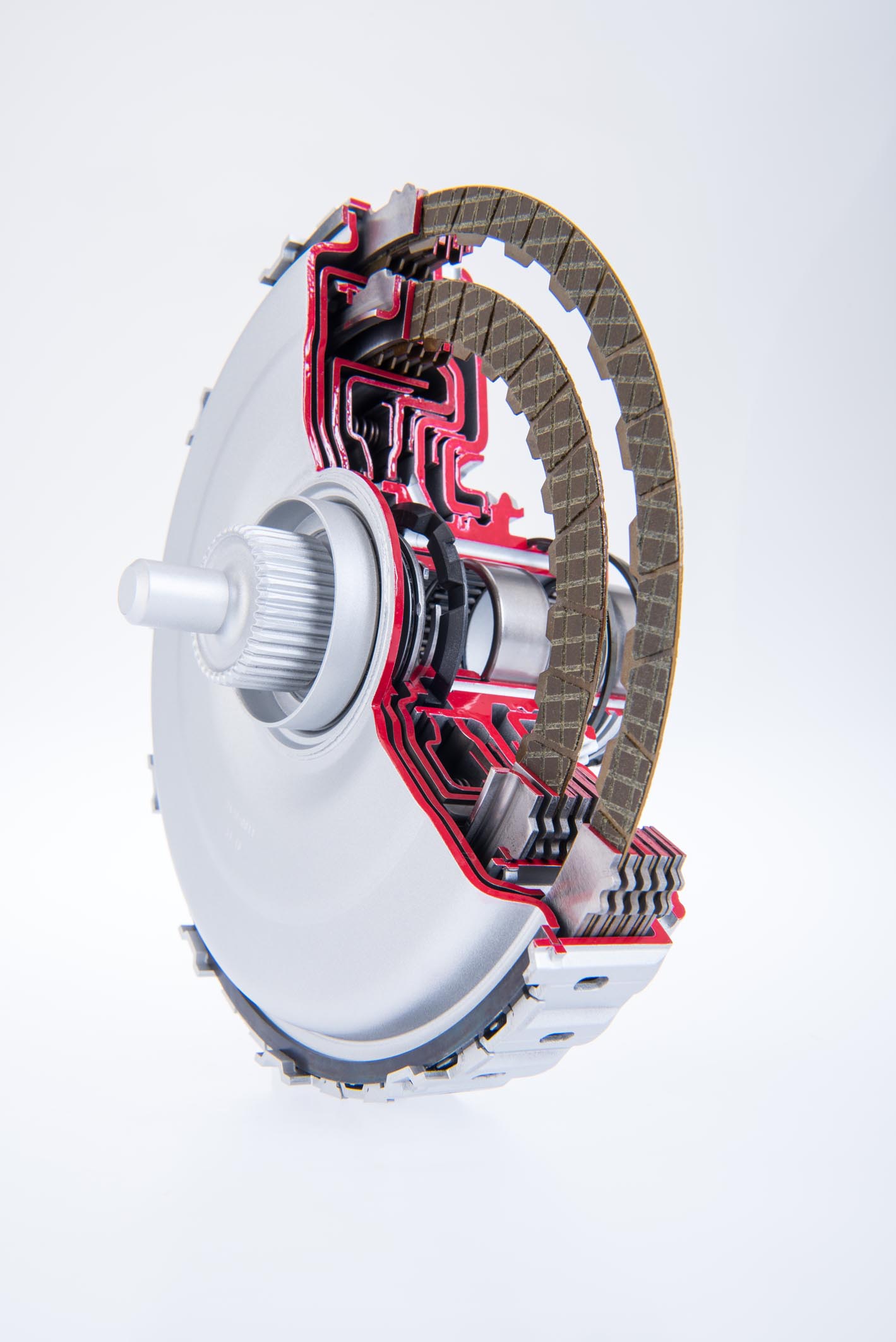Continuous forward - dual clutch module in lateral section view