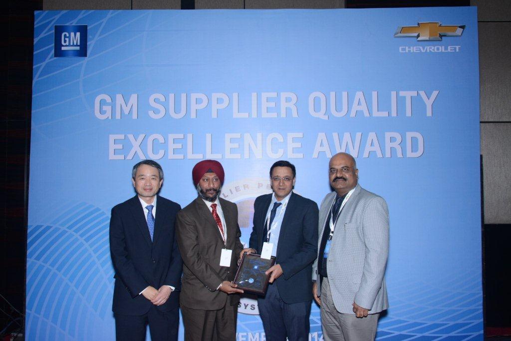 GM India Supplier Quality Excellence Award for Manesar, India