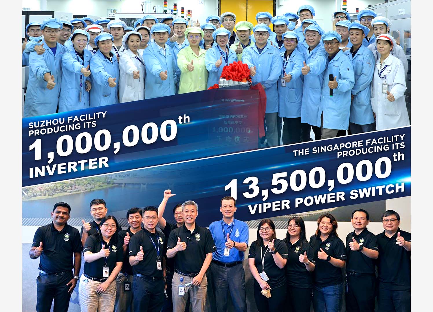 BorgWarner Sites Celebrated Production of 1000000th Inverter and 13500000th Viper Power Switch